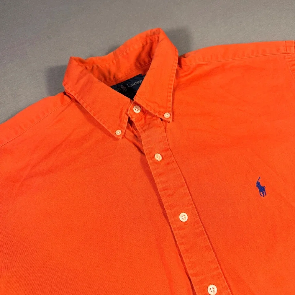 Polo Ralph Lauren Blake Shirt Mens Lg Orange Cotton Twill Button Down Long Slv